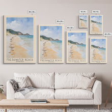 Load image into Gallery viewer, Freshwater Beach, Australia Watercolor Beach Print, Vacation Gift, Australia Wall Art, Framed Canvas Print, Framed Beach Painting
