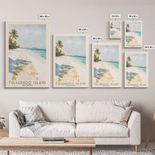 Load image into Gallery viewer, Fulhadhoo Island, Maldives Watercolor Beach Print, Vacation Gift, Maldives Wall Art, Beach Painting, Beach Decor, Beach Painting
