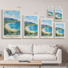 Cargar imagen en el visor de la galería, Hanalei Bay, Hawaii Watercolor Beach Print, Vacation Gift, Hawaii Wall Art, Framed Canvas Print, Framed Beach Painting

