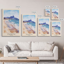 Load image into Gallery viewer, Ipanema, Brazil Watercolor Print, Vacation Gift, Brazil Wall Art, Beach Painting, Beach Decor, Large Wall Art, Wood Frame Art

