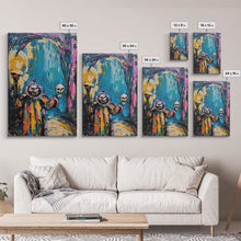 Load image into Gallery viewer, Halloween Ghostly Figure with Lantern Framed Canvas Print, Spooky Wall Art, Home Decor, Haunted Decor, Gift Idea, Night Haunt
