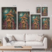 Load image into Gallery viewer, Ghostly Wizard Having A  Slice of Pizza, Funny Halloween Decor, Framed Canvas Print
