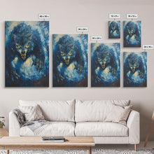 Load image into Gallery viewer, Ferocious Werewolf Growling in Forest | Halloween Wall Art | Spooky Home Decor | Creepy Werewolf Howling Painting | Framed Canvas Print
