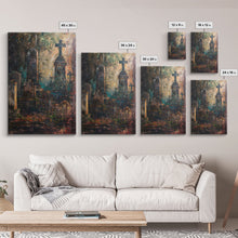 Load image into Gallery viewer, Gloomy Cemetery Halloween Art, Spooky Graveyard, Haunted Cemetery, Creepy Gravestones, Dark Artwork, Framed Canvas Print
