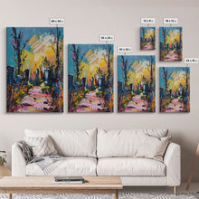 Cargar imagen en el visor de la galería, Colorful Haunted Cemetary, Springtime Halloween Mashup, Spooky Season Vibes, Framed Canvas Print, Haunted Graveyard
