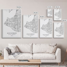 Carregar imagem no visualizador da galeria, Anchorage Street Map, Alaska Map, Travel Wall Art, City Map Wall Art, Bedroom Art, Modern Art, Wall Art, Canvas Print, Canvas Wall Art
