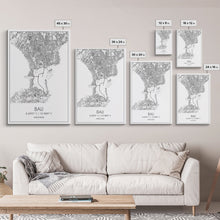 Carregar imagem no visualizador da galeria, Bali Street Map, Indonesia Map, Asian City Wall Art, Travel Gift, Living Room Art, Minimalist Art, Wall Art, Canvas Print, Canvas Wall Art
