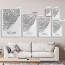 Load image into Gallery viewer, Barcelona Street Map, Spain Map, City Wall Art, Europe Travel Art, Anniversary Gift, Modern Art, Wall Art, Canvas Print, Canvas Wall Art
