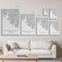 Load image into Gallery viewer, Huntington Beach Street Map, California Map, City Map Art, Minimalist Art, Wall Art, Canvas Print, Travel Print, Gift For Mom, Dorm Wall Art
