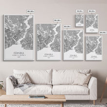 Cargar imagen en el visor de la galería, Istanbul Street Map, Turkey Map, City Map Art, Minimalist Art, Wall Art, Canvas Print, Travel Wall Art, Master Bedroom Décor, Gift For Her
