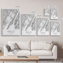 Load image into Gallery viewer, Jersey City Street Map, New Jersey Map, City Map Art, Modern Wall Art, Wall Art, Canvas Print, Bedroom Print, Travel Wall Décor, Travel Gift
