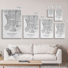 Load image into Gallery viewer, Long Beach Street Map, California Map, City Map Art, Modern Art, Wall Art, Canvas Print, Adventure Wall Art, Home Office Art, Gift For Him

