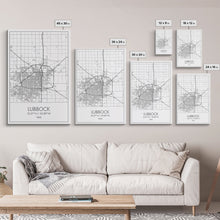 Load image into Gallery viewer, Lubbock Street Map, Texas Map, City Map Art, Modern Art, Wall Art, Canvas Print, Travel Print, Farmhouse Wall Décor, Boyfriend Gift
