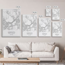 Load image into Gallery viewer, Madison Street Map, Wisconsin Map, City Map Art, Modern Art, Wall Art, Canvas Print, Bedroom Wall Art, Travel Wall Print, Gift For Men
