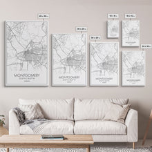 Load image into Gallery viewer, Montgomery Street Map, Alabama Map, City Map Art, Modern Art, Wall Art, Canvas Print, Bedroom Print, Family Gift, Travel Wall Décor

