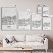 Load image into Gallery viewer, Ontario Street Map, California Map, City Map Art, Modern Art, Wall Art, Canvas Print, Bedroom Prints, Birthday Gift, Travel Wall Décor
