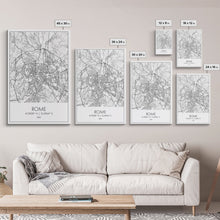 Load image into Gallery viewer, Rome Street Map, Italy Map, Europe City Map Art, Minimalist Art, Wall Art, Canvas Print, Girl Room Décor, Housewarming Gift, Travel Wall Art
