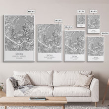 Load image into Gallery viewer, Seoul Street Map, South Korea Map, Asia City Map Print, Minimalist Art, Wall Art, Canvas Print, Travel Gift For Women, Travel Wall Décor

