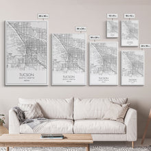 Load image into Gallery viewer, Tucson Street Map, Arizona Map, City Map Print, Modern Wall Art, Wall Art, Canvas Print, Minimal Wall Art, Family Gift, Travel Wall Décor
