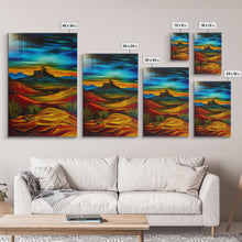 Load image into Gallery viewer, Dramatic Desert Landscape - Vibrant Western Art, Framed Canvas Print, Living Room Decor, Desert Painting, Colorful Wall Art
