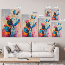 Cargar imagen en el visor de la galería, Flowering Cactus Framed Canvas Print - Desert Plant Wall Art, Living Room Decor, Modern Artwork, Unique Succulent Art for Bedroom and Office
