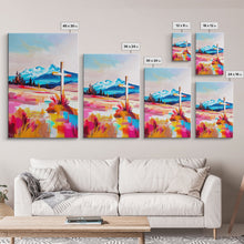 Load image into Gallery viewer, Cross with Mountain Backdrop - Framed Canvas Print, Scenic Western Art, Inspirational Wall Art for Bedroom Decor
