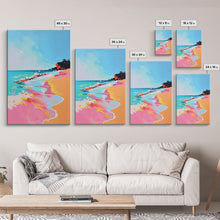 Load image into Gallery viewer, Dynamic Waves Crashing on Vibrant Beach - Framed Canvas Print, Coastal Wall Art, Ocean Vibes Decor for Living Room
