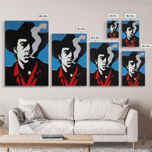 Load image into Gallery viewer, Bold Cowboy Smoking Silhouette Framed Canvas Print - Modern Western Decor, Unique Wall Art for Living Room, Bedroom Artwork
