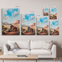 Load image into Gallery viewer, Cowboy and Horse Desert Scene Art - Framed Canvas Print, Western Living Room Decor, Cowboy Wall Art, Desert Home Decoration
