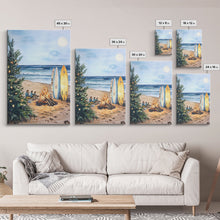 Cargar imagen en el visor de la galería, Christmas At The Beach, Framed Canvas Print, Christmas Decor, Christmas Art, Christmas Art Prints, Tropical Christmas, Beach House Art
