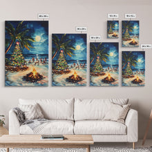 Carregar imagem no visualizador da galeria, A Beach Christmas Framed Canvas Print, Christmas Painting, Tropical Beach Xmas Decor
