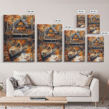 Carregar imagem no visualizador da galeria, Canoe on the Lake, Lake House Decor, Framed Wall Art Canvas Print, Fall Decor, Seasonal Decor, Holiday Decor Gift
