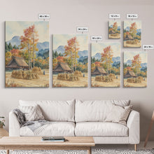 Carregar imagem no visualizador da galeria, Fall Hay harvest, framed canvas print, autumn decor, fall wall art
