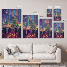 Load image into Gallery viewer, Elegant Christmas Ball Scene with Large Decorated Tree and Holiday Party, Perfect for Framed Canvas Print and Christmas Wall Art
