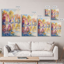 Cargar imagen en el visor de la galería, Church Steeple Surrounded By Fall Trees Framed Canvas Print Autumn Village Scene Best Gift Seasonal Wall Art Holiday Home Decor
