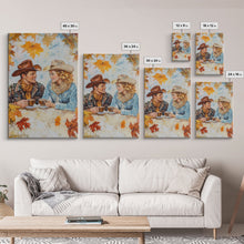 Load image into Gallery viewer, Cowboy and Cowgirl Fall Scene Framed Canvas Print - 2024 Rustic Autumn Love Country Art Gift Idea Fall Wall Decor
