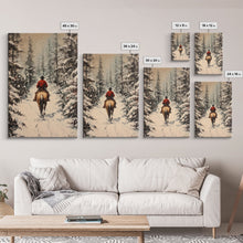 Load image into Gallery viewer, Cowboy on Horseback in Golden Autumn Trees Framed Canvas Print Rustic Christmas Wall Art Fall Decor Country Christmas Gift Seasonal Wall Art
