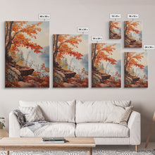 Carregar imagem no visualizador da galeria, Fall In The Virginia Mountains - Framed Canvas Print - Autumn Leaves Falling On The Mountain Lake Landscape

