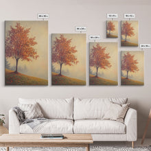 Load image into Gallery viewer, Framed Canvas Print of a Fall Landscape with Vibrant Autumn Tree and Leaves, Seasonal Wall Art, Best Gift Idea, Modern Farmhouse Decor
