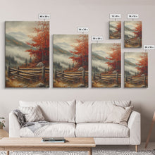 Carregar imagem no visualizador da galeria, Canvas Print of Autumn Trees in Misty Landscape, Fall Wall Art, Moody Landscape, Modern Farmhouse, Best Gift Idea, Rustic Fall Decor
