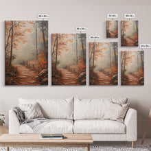 Load image into Gallery viewer, Framed Canvas Print of a Fall Path with Fence and Trees, Autumn Wall Art, Rustic Country Decor, Best Gift Idea, Modern Farmhouse Fall Decor
