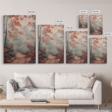 Load image into Gallery viewer, Framed Canvas Print of Autumn Pathway with Red Leaves, Seasonal Wall Art, Best Gift Idea, Modern Farmhouse Fall Decor, Moody Landscape
