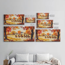 Carregar imagem no visualizador da galeria, Fall farmhouse wall art Framed Canvas Print equestrian scene autumn country decor cozy farmhouse holiday decor above sofa art gift idea
