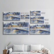 Cargar imagen en el visor de la galería, Christmas home decor, canvas print, winter landscape art, Christmas tree art, Christmas wall art, framed art, holiday wall art

