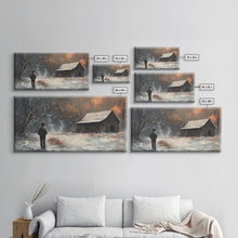 Load image into Gallery viewer, Cowboy On The Farm, Framed Canvas Print Fall Cowboy Wall Art Above Sofa Decor Moody Fall Western Wall Art
