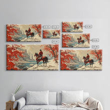 Load image into Gallery viewer, Cowboy resting by campfire under aspen trees with mountains in background, Framed Canvas Print, rustic wall art, warm western decor piece
