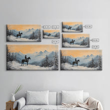 Cargar imagen en el visor de la galería, Female cowboy in fall forest, Framed Canvas Print, captivating Western portrait in autumn scenery, art piece seasonal farmhouse rustic decor
