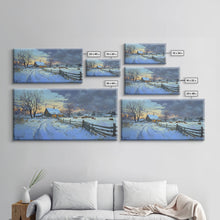 Carregar imagem no visualizador da galeria, Beautiful Winter Snowy Farm Framed Canvas Print Rustic Christmas Decor, Christmas Wall Art and Holiday Art Prints, Gift Home Decor
