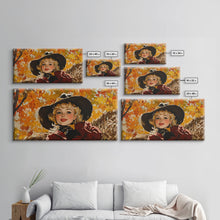 Carregar imagem no visualizador da galeria, Cute Fall Cowgirl Amongst The Autumn Leaves, Gift or Autumn Decor, Perfect Addition to Home and Office Interiors
