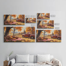 Carregar imagem no visualizador da galeria, Fall Picnic Afternoon Framed Canvas Print, Rustic Farmhouse Decor, Autumn Country Landscape Art, Modern Farmhouse Wall Art, Seasonal Gift
